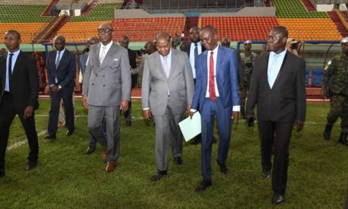 VISITE DU PRÉSIDENT DE LA RÉPUBLIQUE SUR LE CHANTIER DU STADE 20.000 PLACES A BANGUI